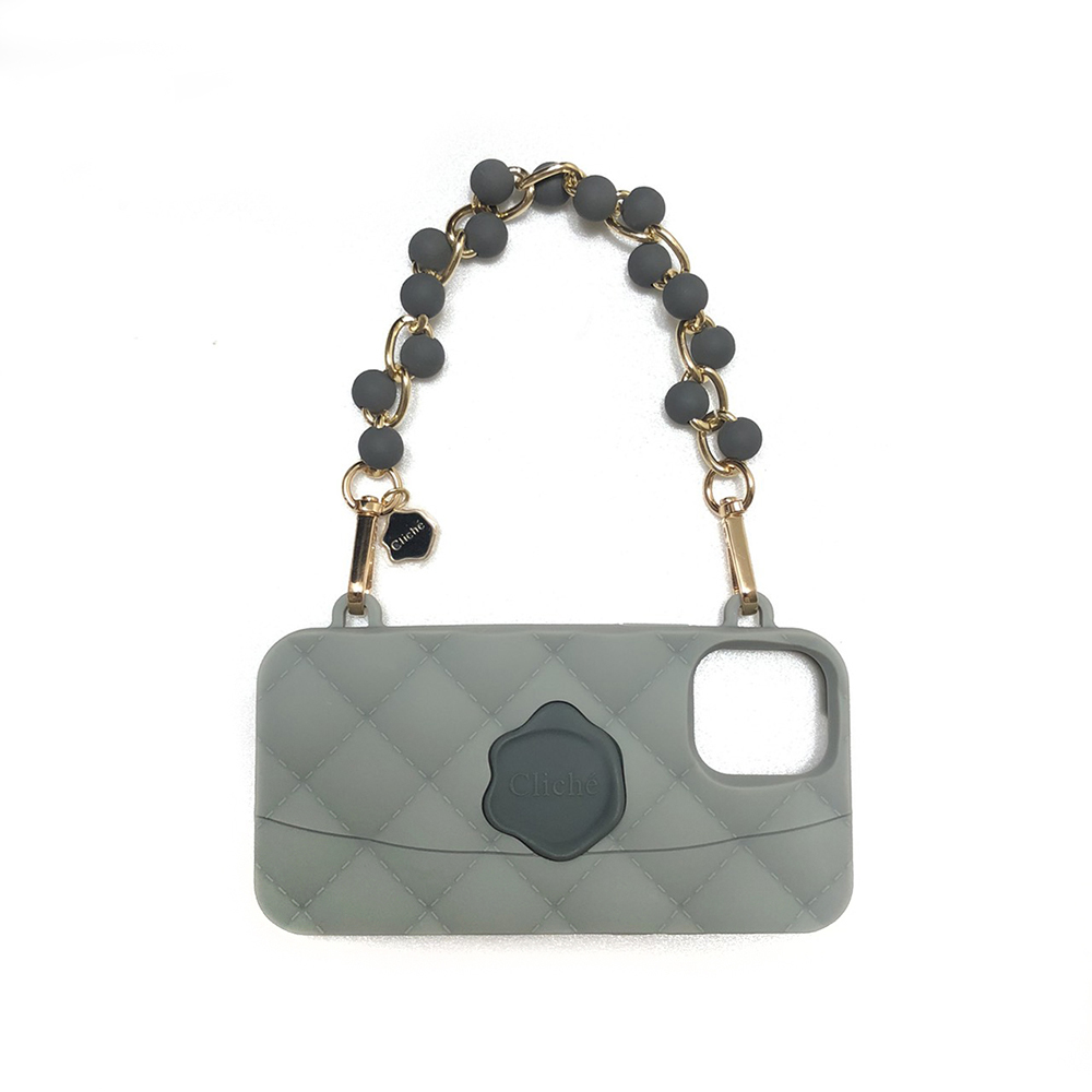 Candies iPhone 12 Pro Max - 珠鍊經典晚宴包(灰)