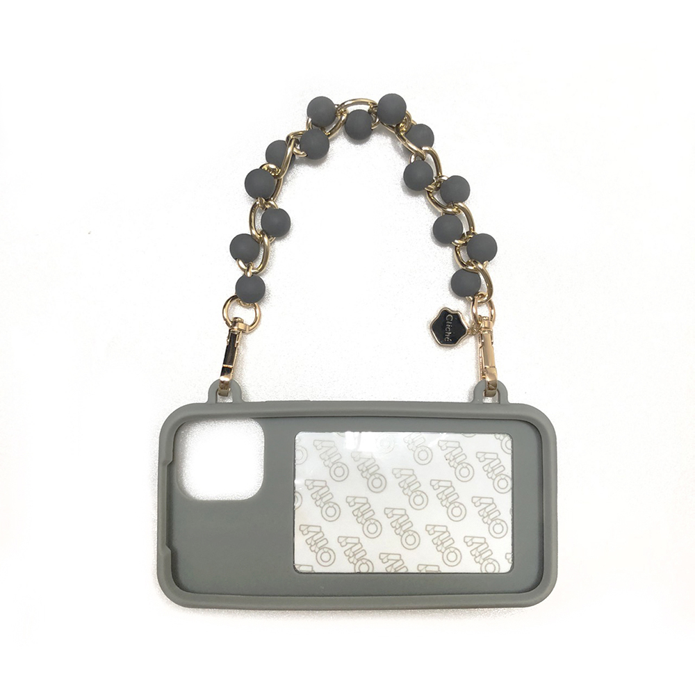 Candies iPhone 12 Pro Max - 珠鍊經典晚宴包(灰)