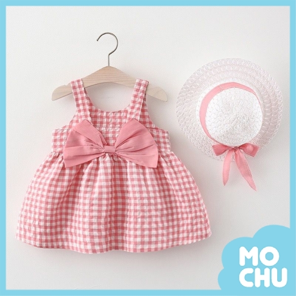 不敗款格紋小洋裝+帽子(三色)