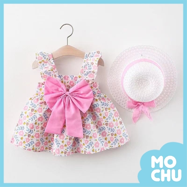 熱情碎花小洋裝＋帽子(三色)