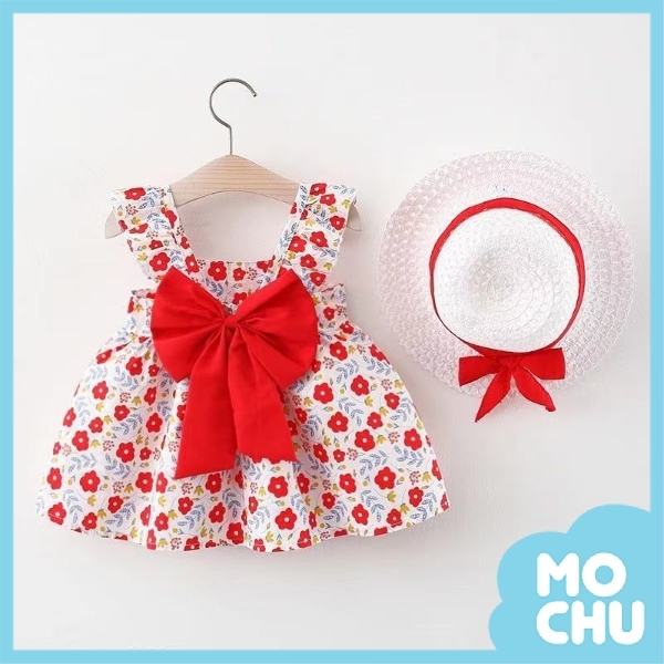 熱情碎花小洋裝＋帽子(三色)