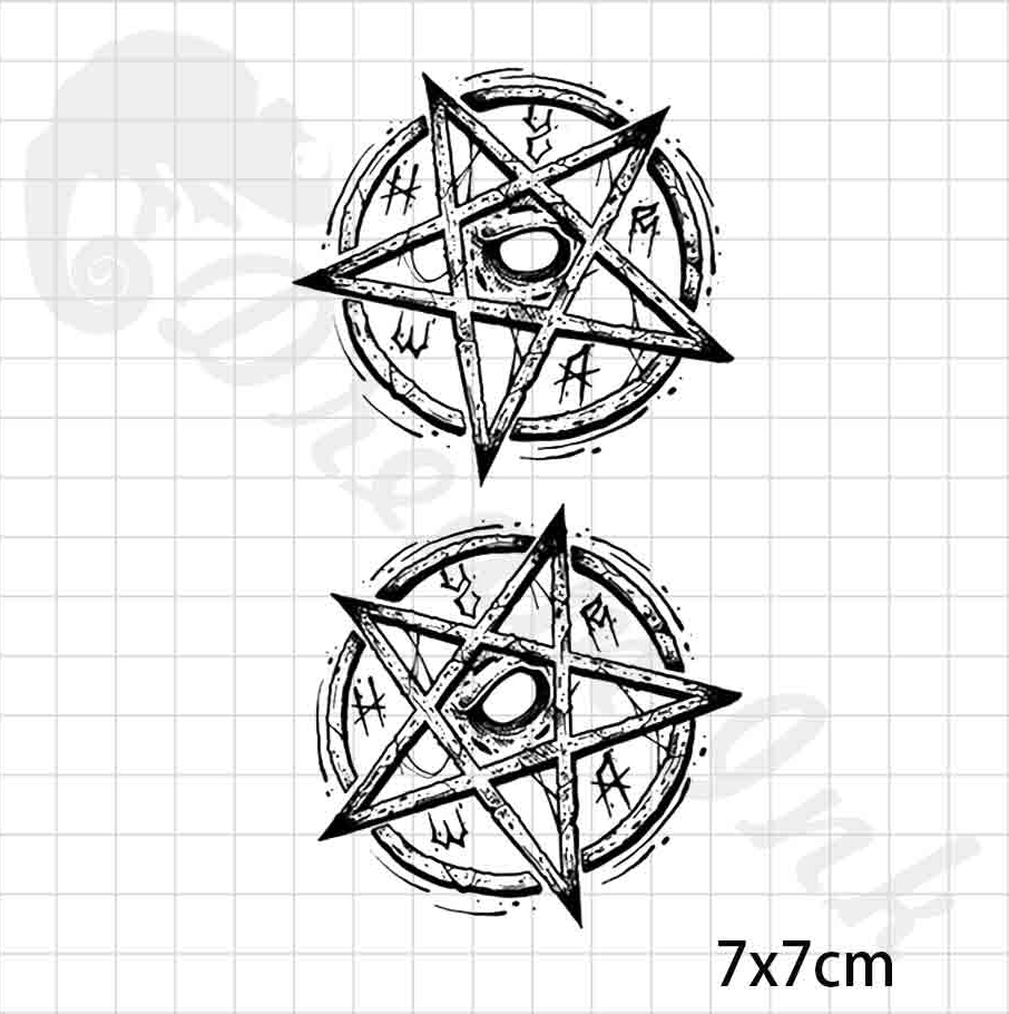 Dream Ink 漸黑刺青貼 五芒星w145 果膠紋身改良版逼真不反光紋身貼紙暫時刺青tatto