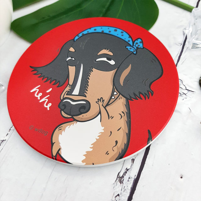 【汪來汪趣 wdog】臘腸吉兒 陶瓷吸水杯墊