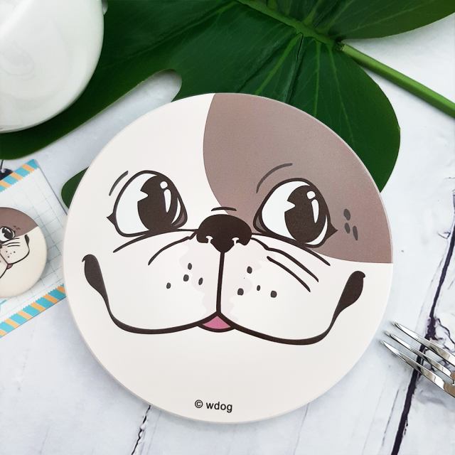 【汪來汪趣 wdog】大餅臉法鬥 陶瓷吸水杯墊