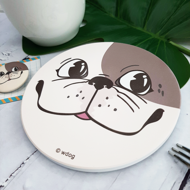 【汪來汪趣 wdog】大餅臉法鬥 陶瓷吸水杯墊