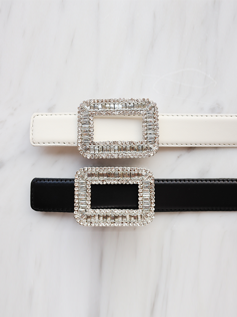 璀璨方釦真皮皮帶 [ 兩色 ]