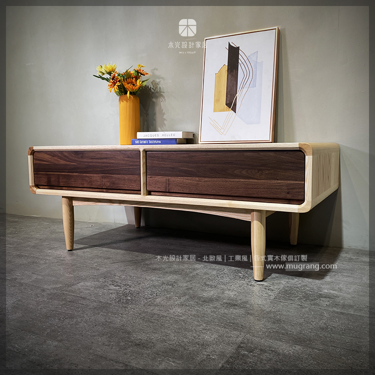 明日雙色全實木抽屜茶几|可訂製