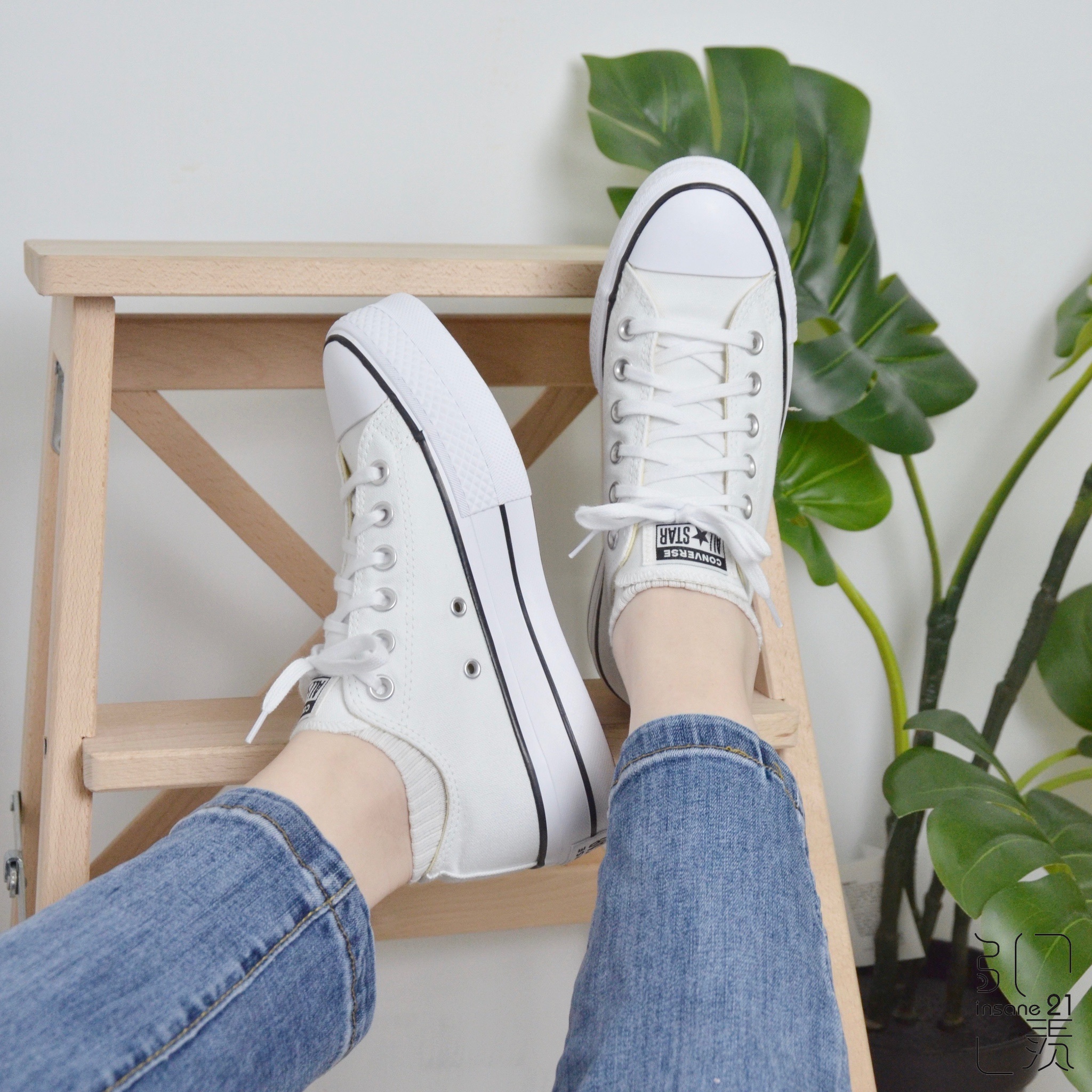 CONVERSE ALL STAR 厚底 全白 增高 帆布 白黑 女鞋 560251C