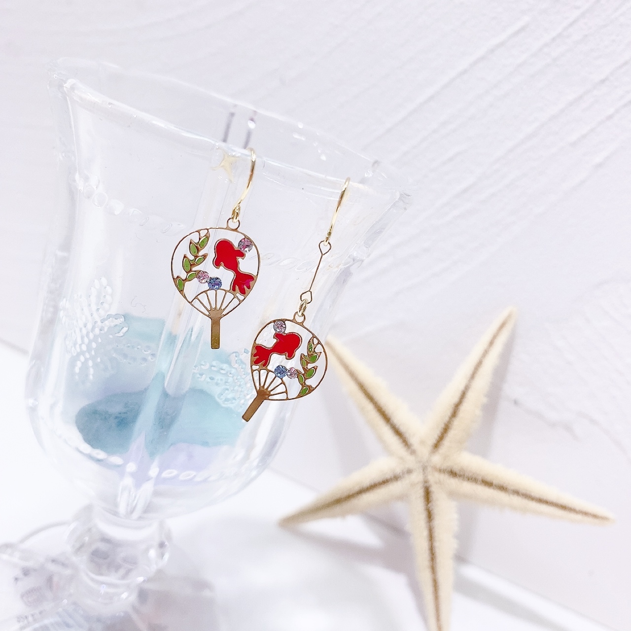 [日本制]金魚和扇耳環