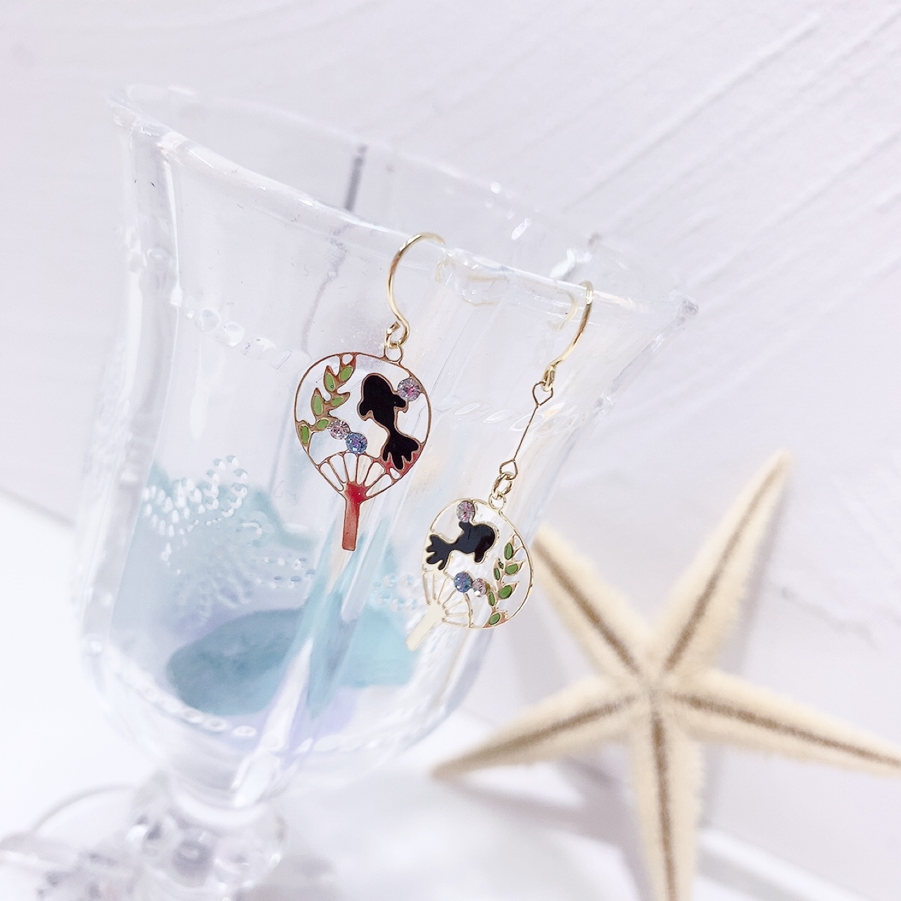 [日本制]金魚和扇耳環