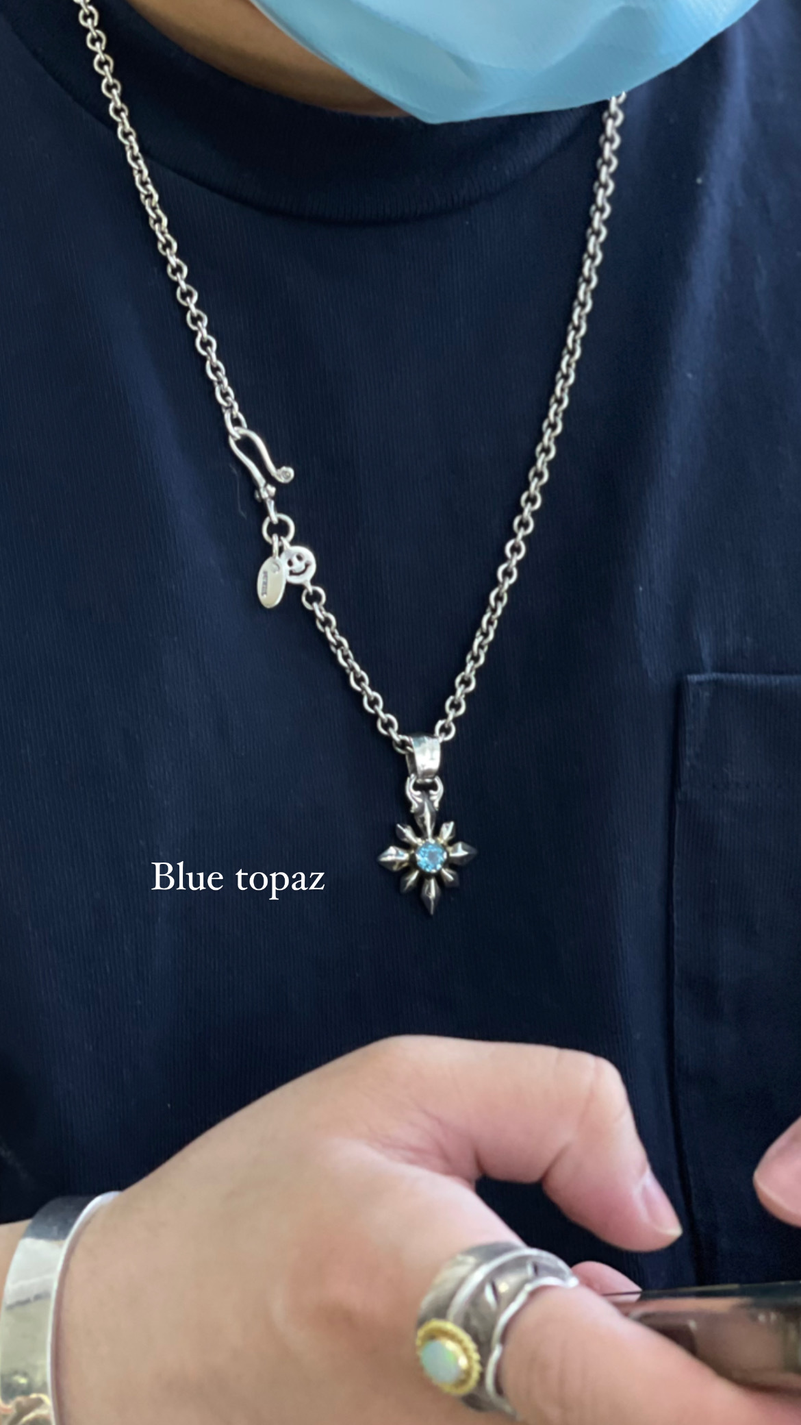 C340 中星吊飾帶石頭和 18K 石托