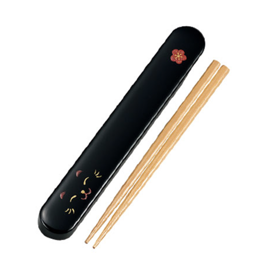 正日牌 HAKOYA 18.0スライド箸箱セット黑貓實木筷子(3)