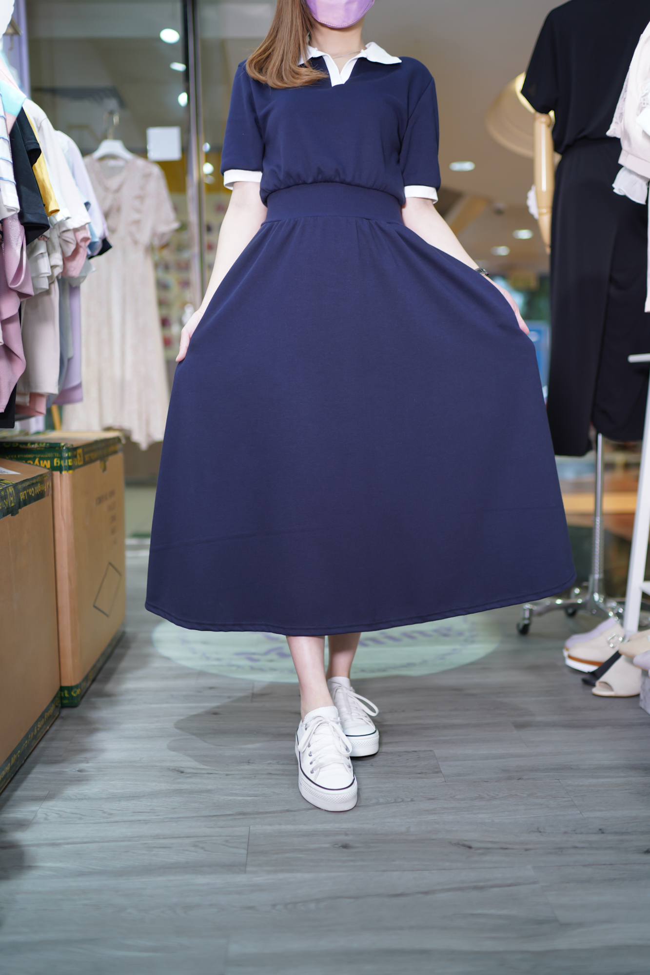 棉質悠閑連身裙(66166)