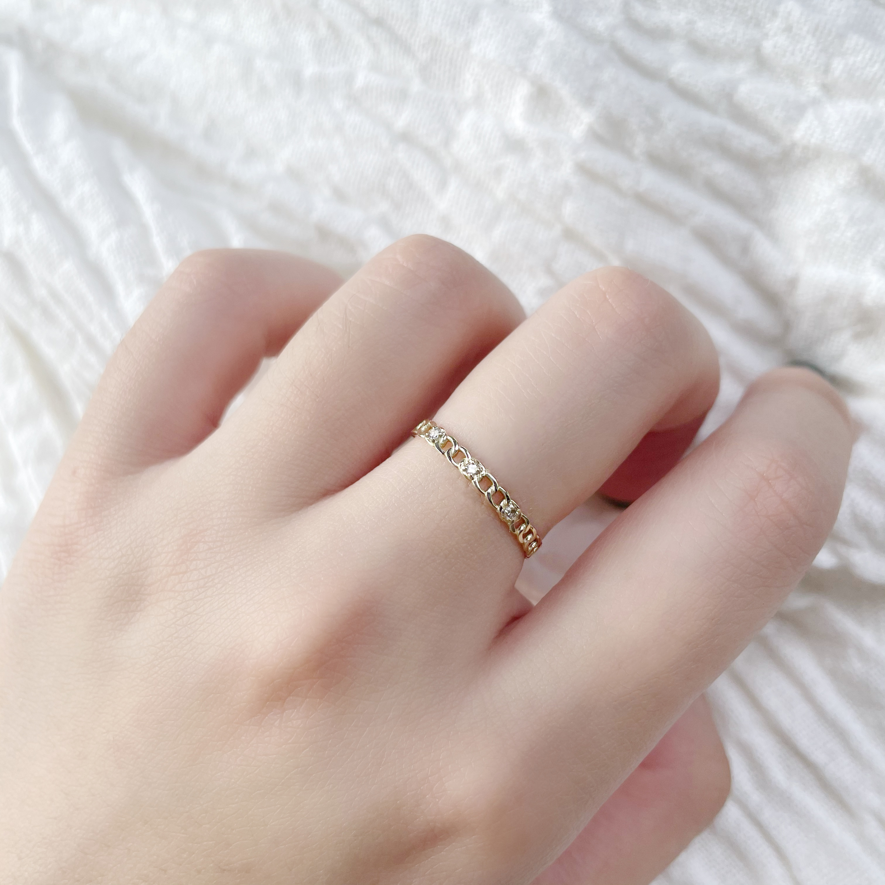 14K真鑽硬式鎖鏈戒指