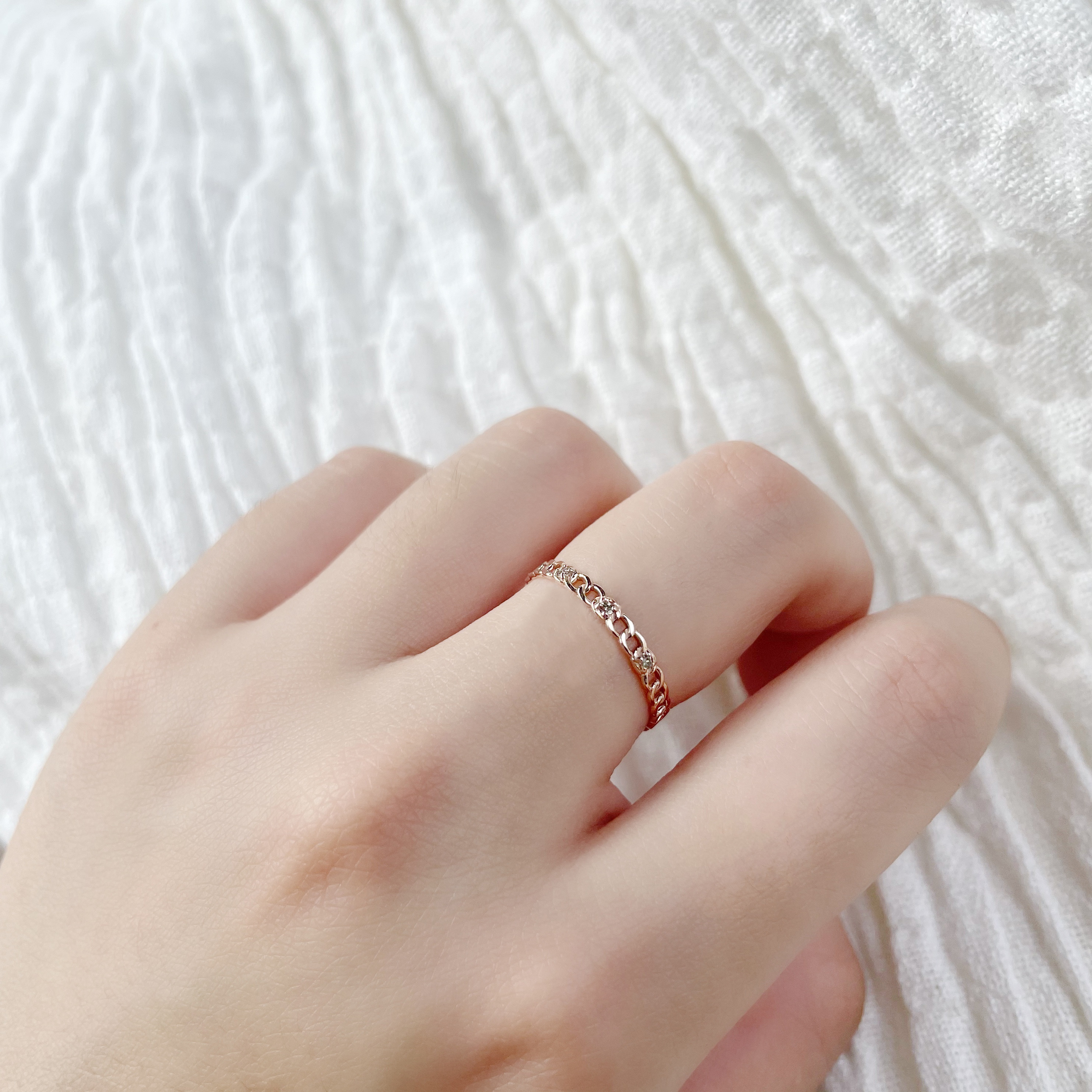 14K真鑽硬式鎖鏈戒指