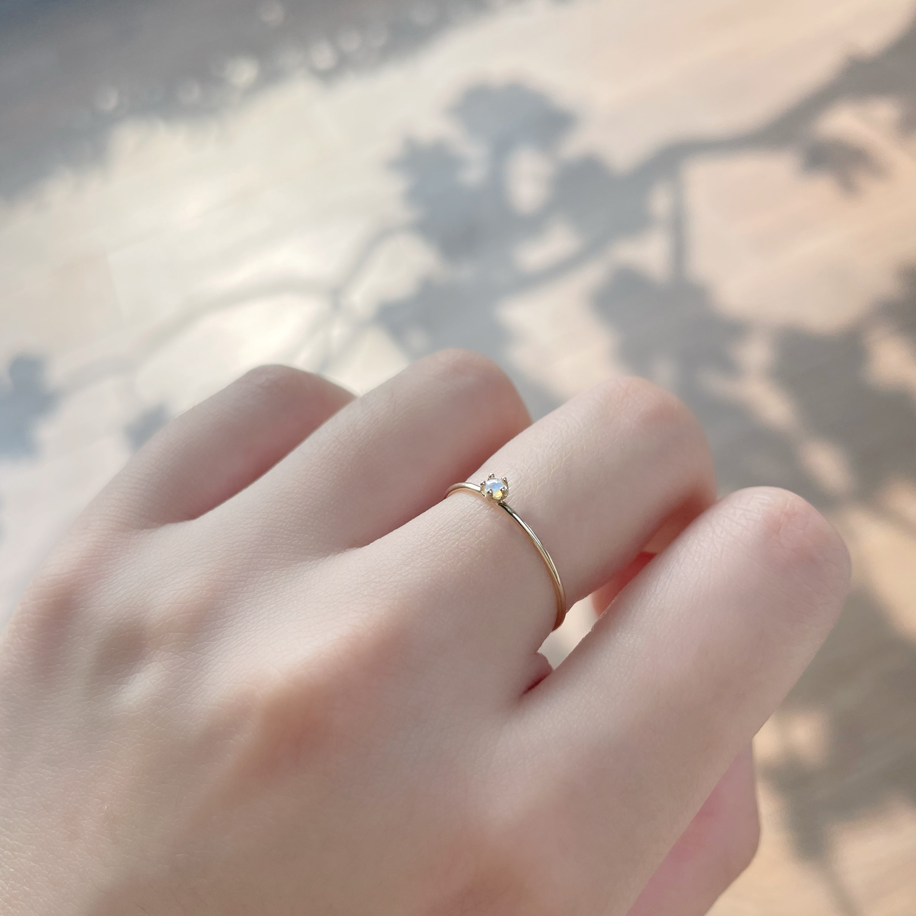 14K光滑Mini皇冠歐泊戒指