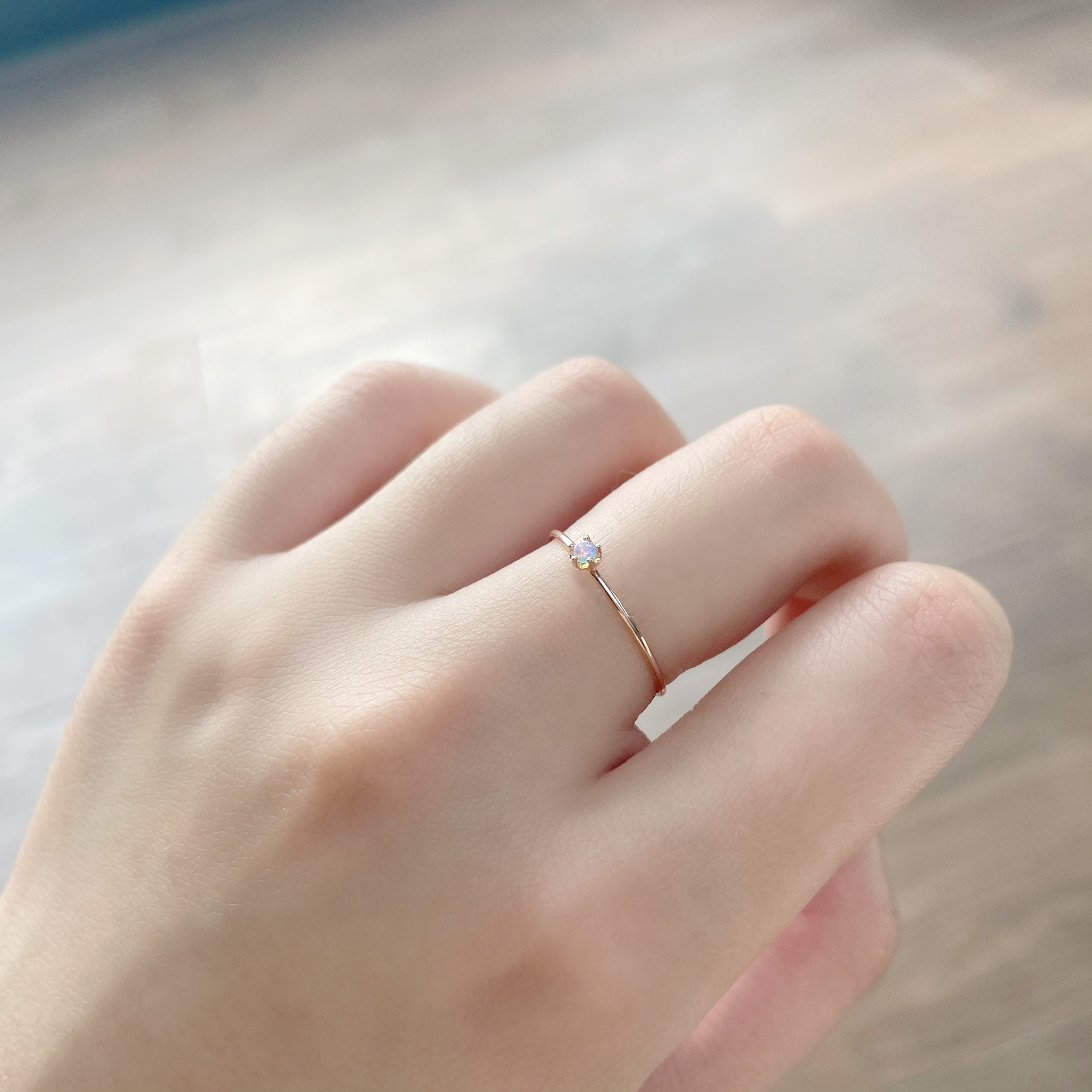 14K光滑Mini皇冠歐泊戒指