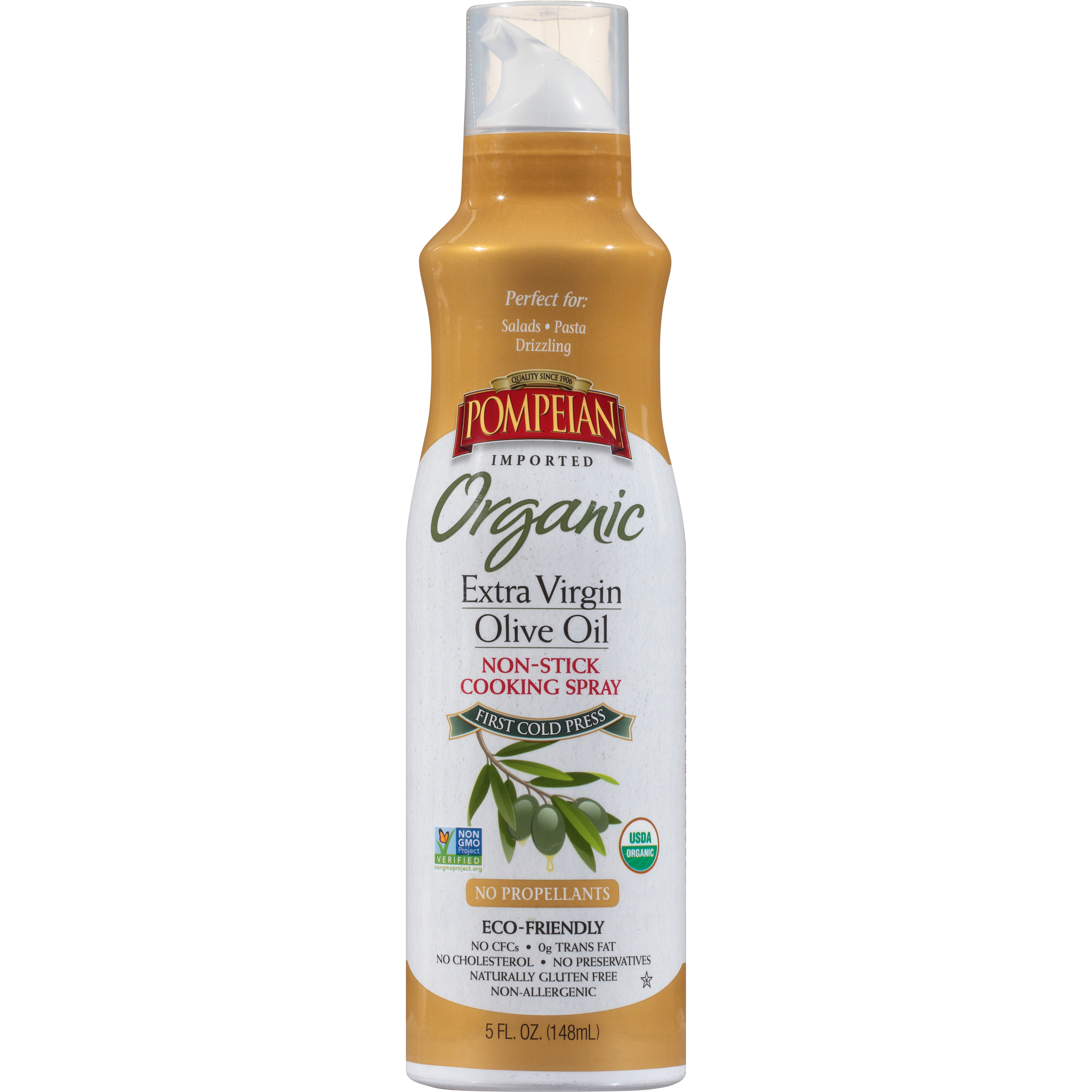 Pompeian Organic Extra Virgin Olive Oil Cook Spray, 5.0