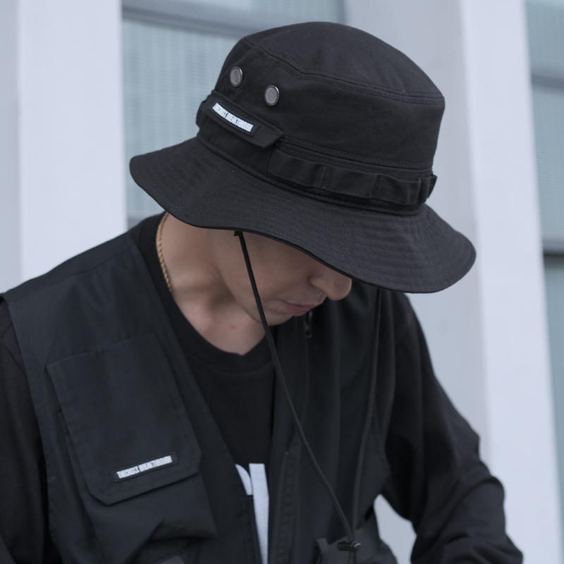 休閒工裝黑色漁夫帽