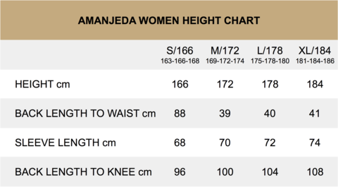 amanjeda women height chart