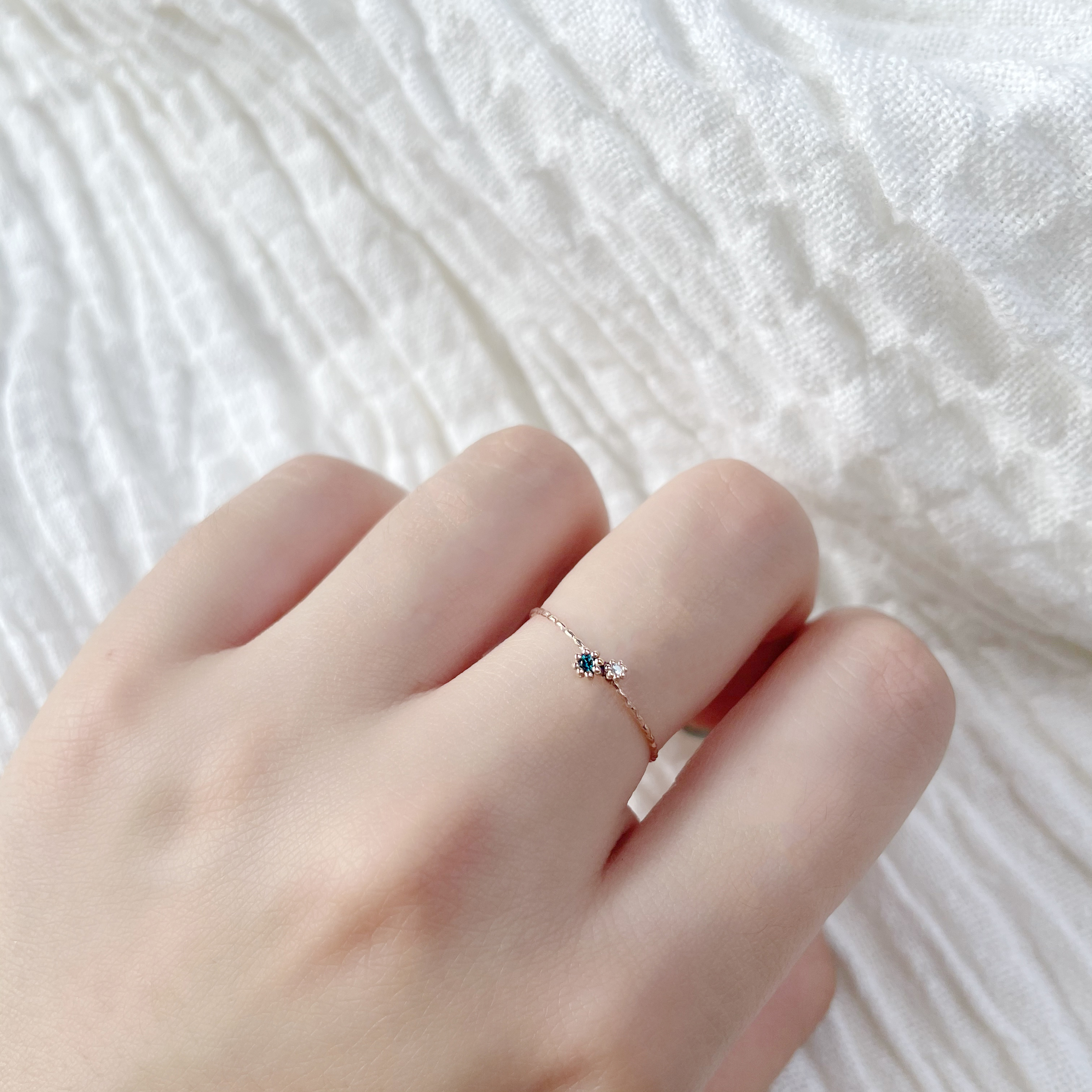 14K Firework藍白鑽細戒