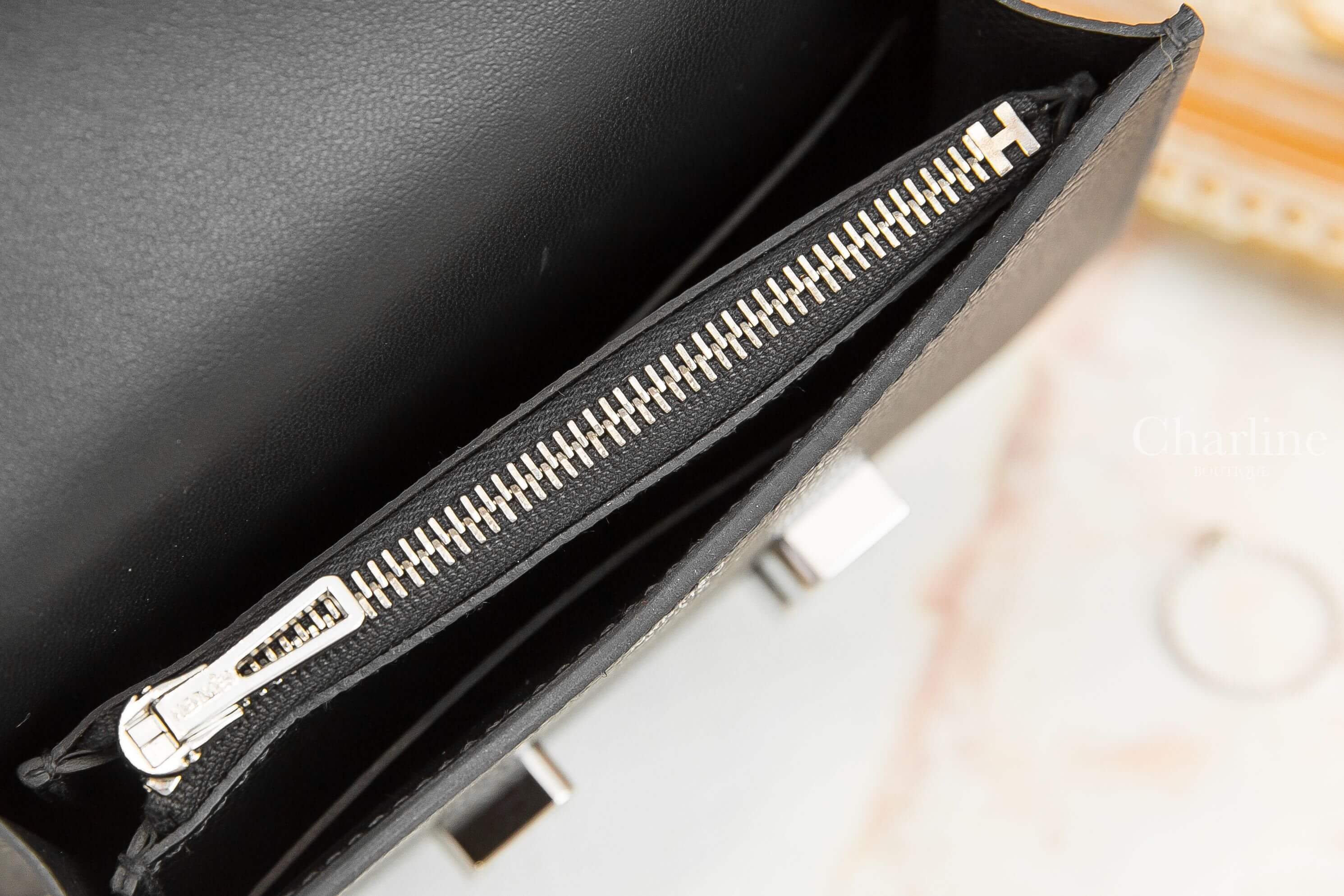 Hermès Constance Slim Wallet 89 Noir Epsom Y刻黑色銀釦短夾-Charline Boutique 精品代購