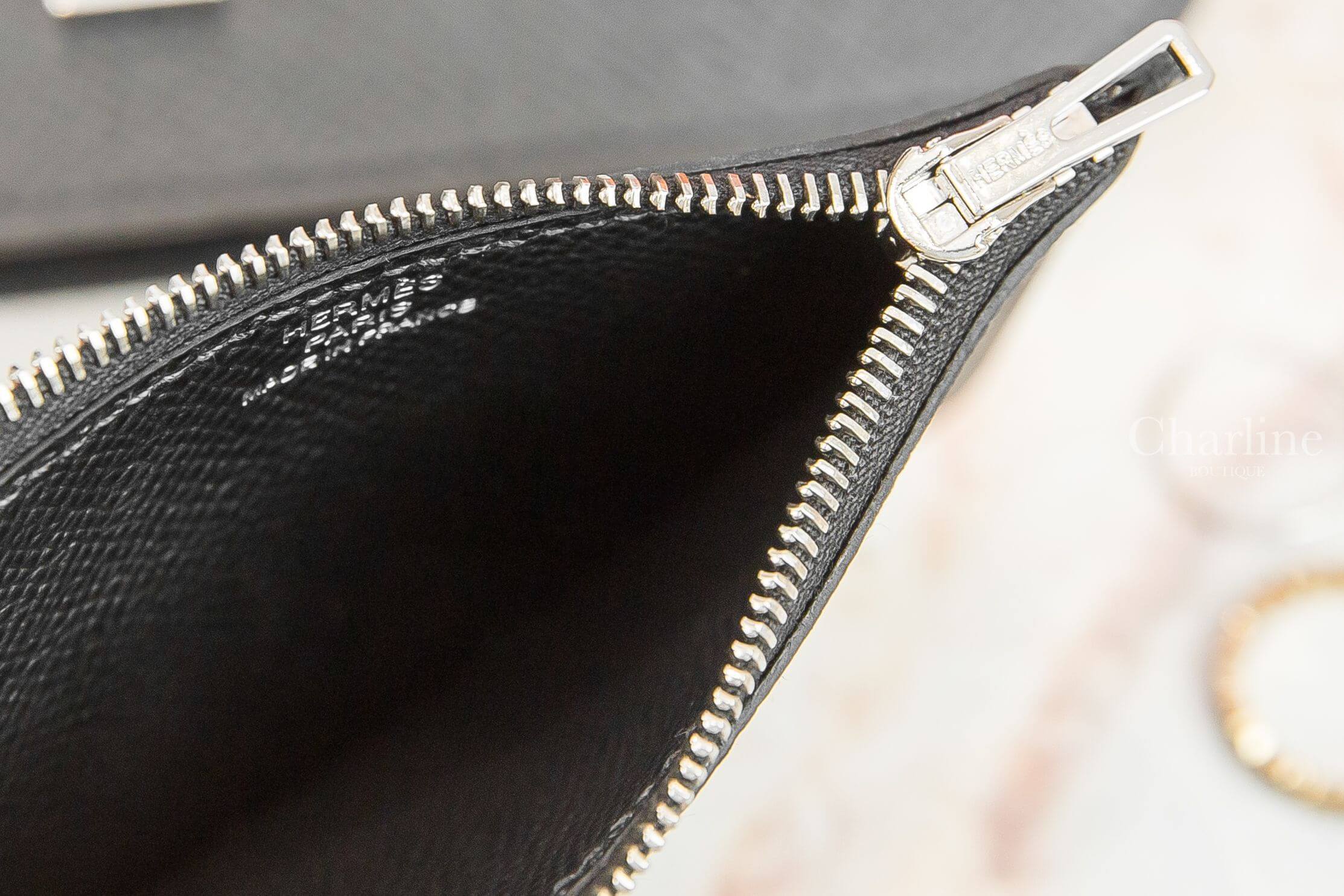 Hermès Constance Slim Wallet 89 Noir Epsom Y刻黑色銀釦短夾-Charline Boutique 精品代購