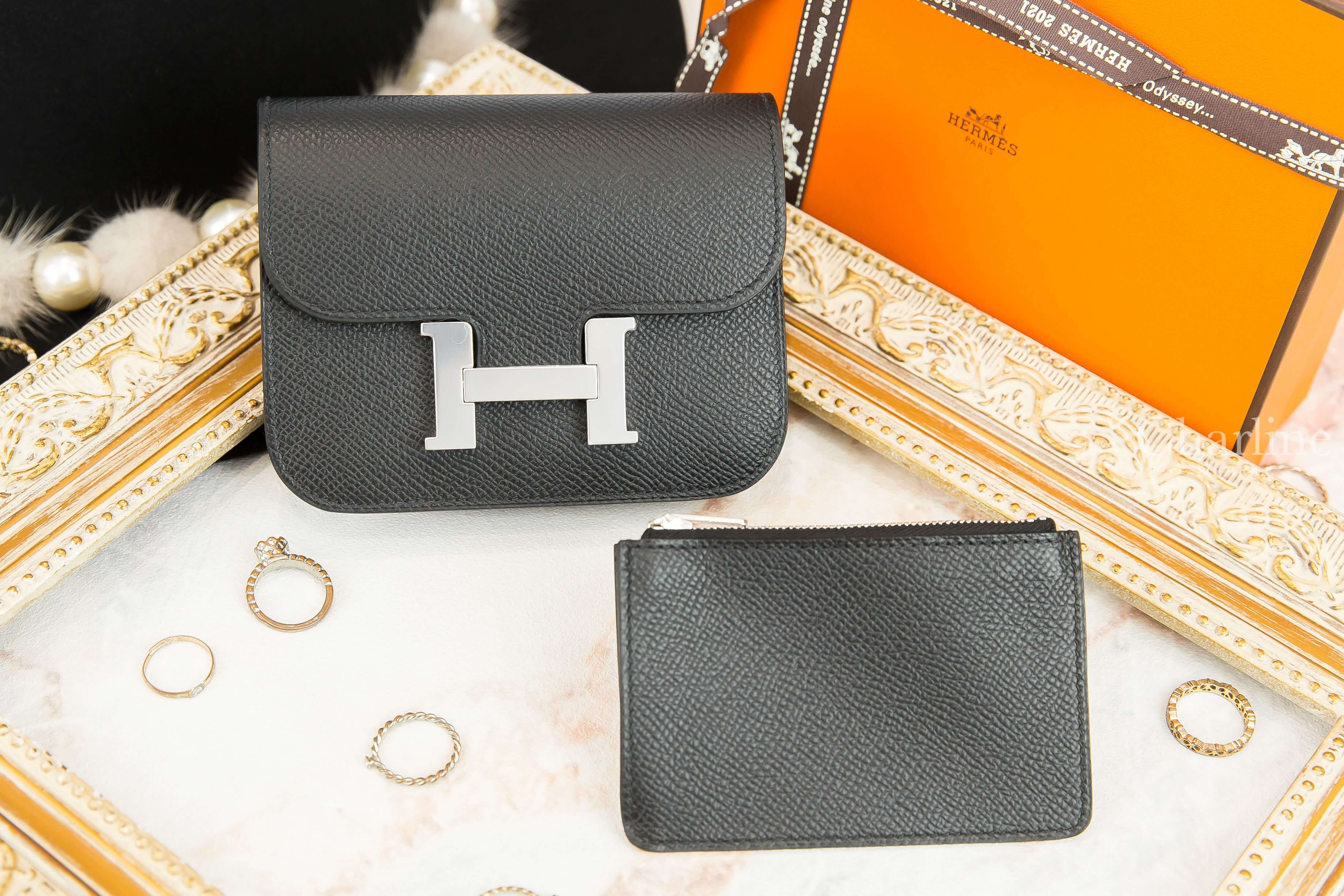 Hermès Constance Slim Wallet 89 Noir Epsom Y刻黑色銀釦短夾-Charline Boutique 精品代購