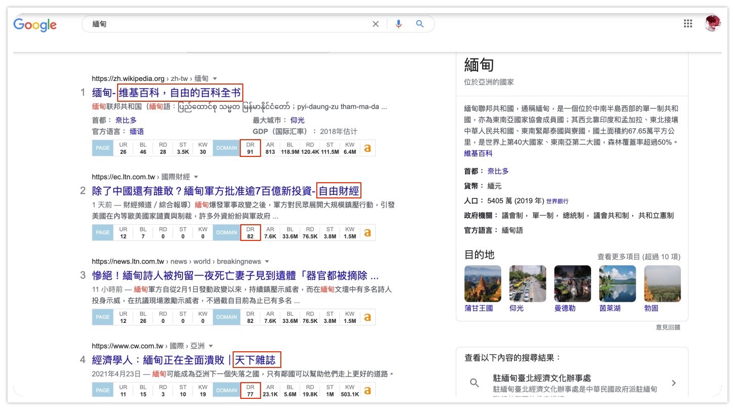 維基百科、知名網站、新聞媒體容易取得好排名