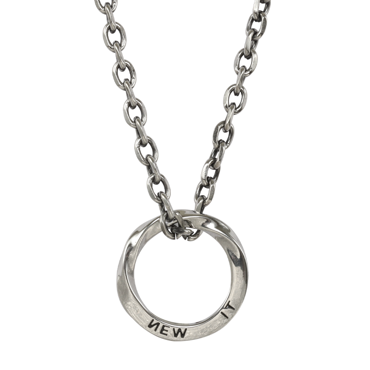 白鋼項鍊，男士項鍊 個性莫比烏斯環戒指造型；流利曲線的極致現代新美學（0300銀色）
