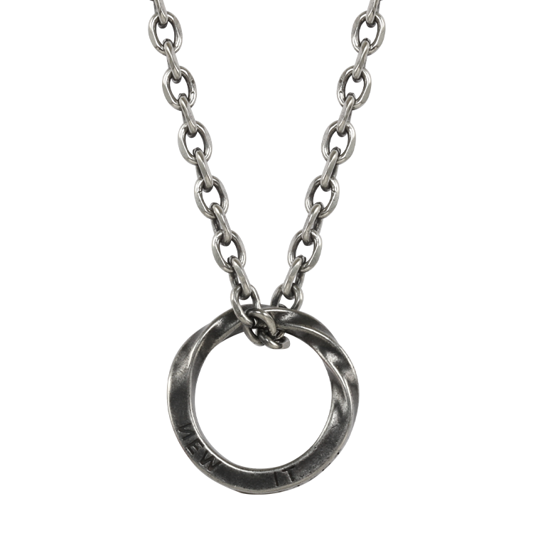 白鋼項鍊，男士項鍊 個性莫比烏斯環戒指造型；流利曲線的極致現代新美學（0300槍黑）