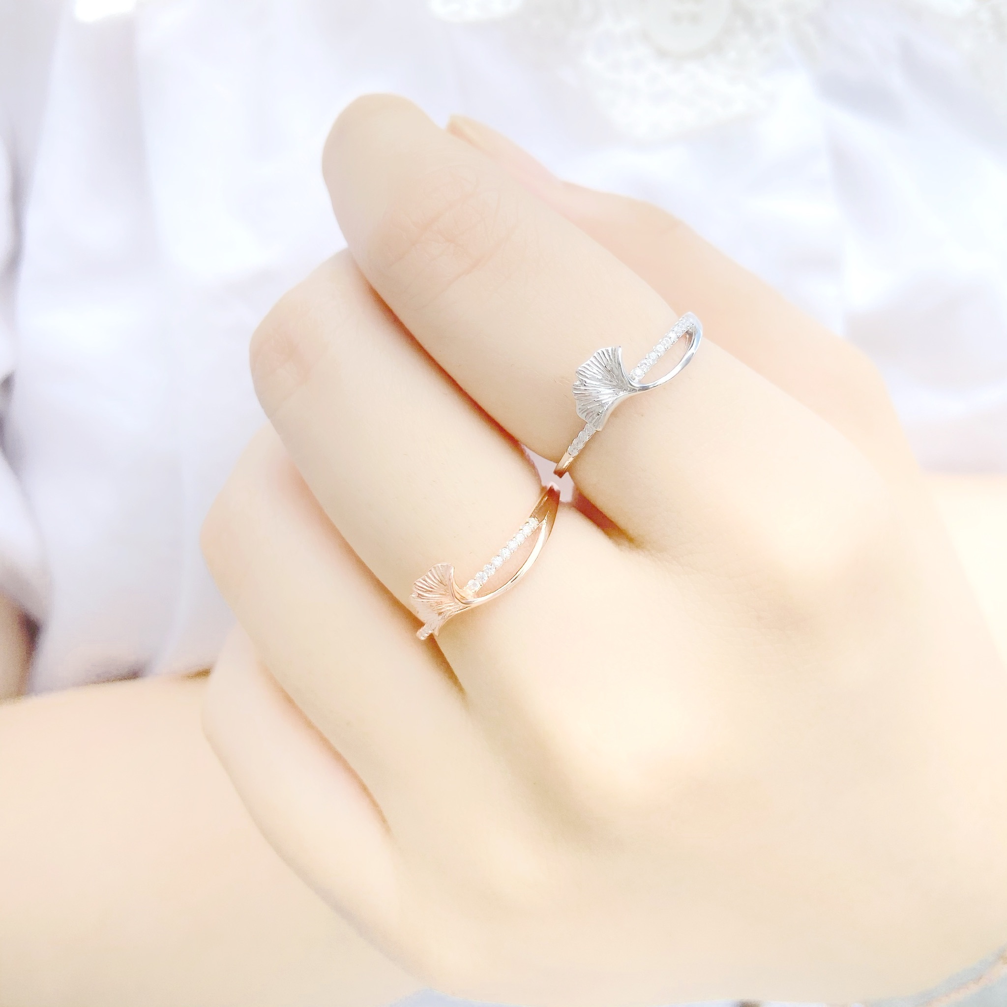 | 925純銀・玫瑰金 | 銀杏戒指 (銀/玫瑰金) | RI0227 |