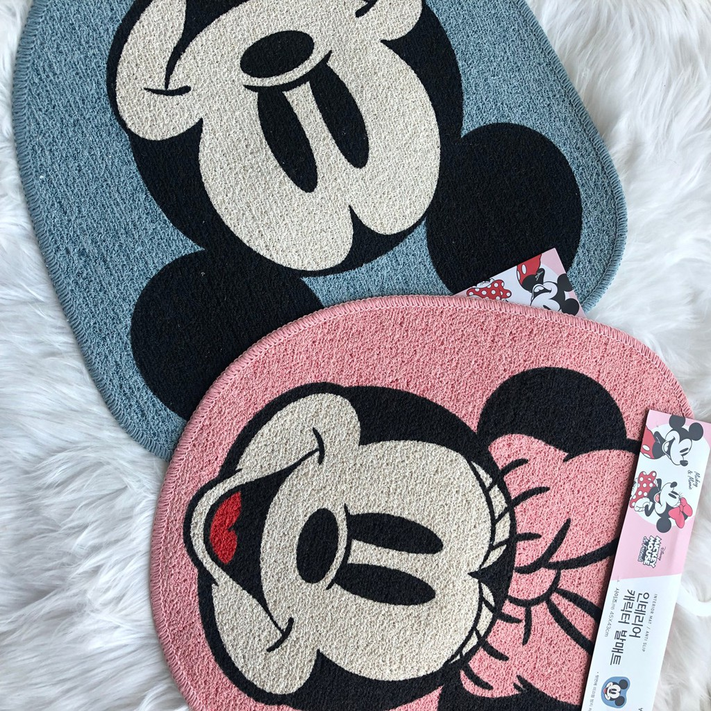 韓國 米奇米妮 圓方型 腳踏墊