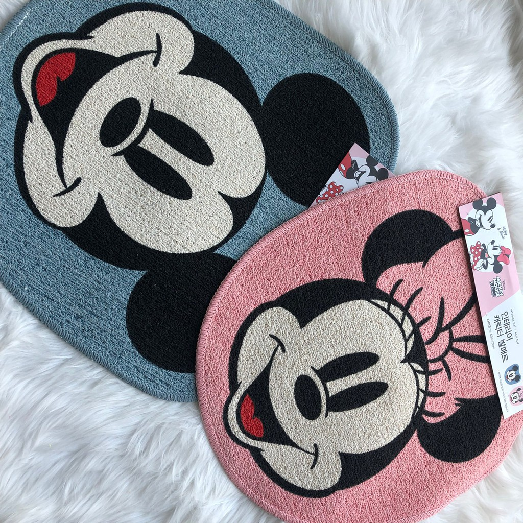 韓國 米奇米妮 圓方型 腳踏墊