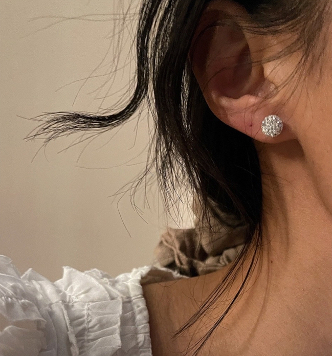 銀針鋯石滿鑽耳針