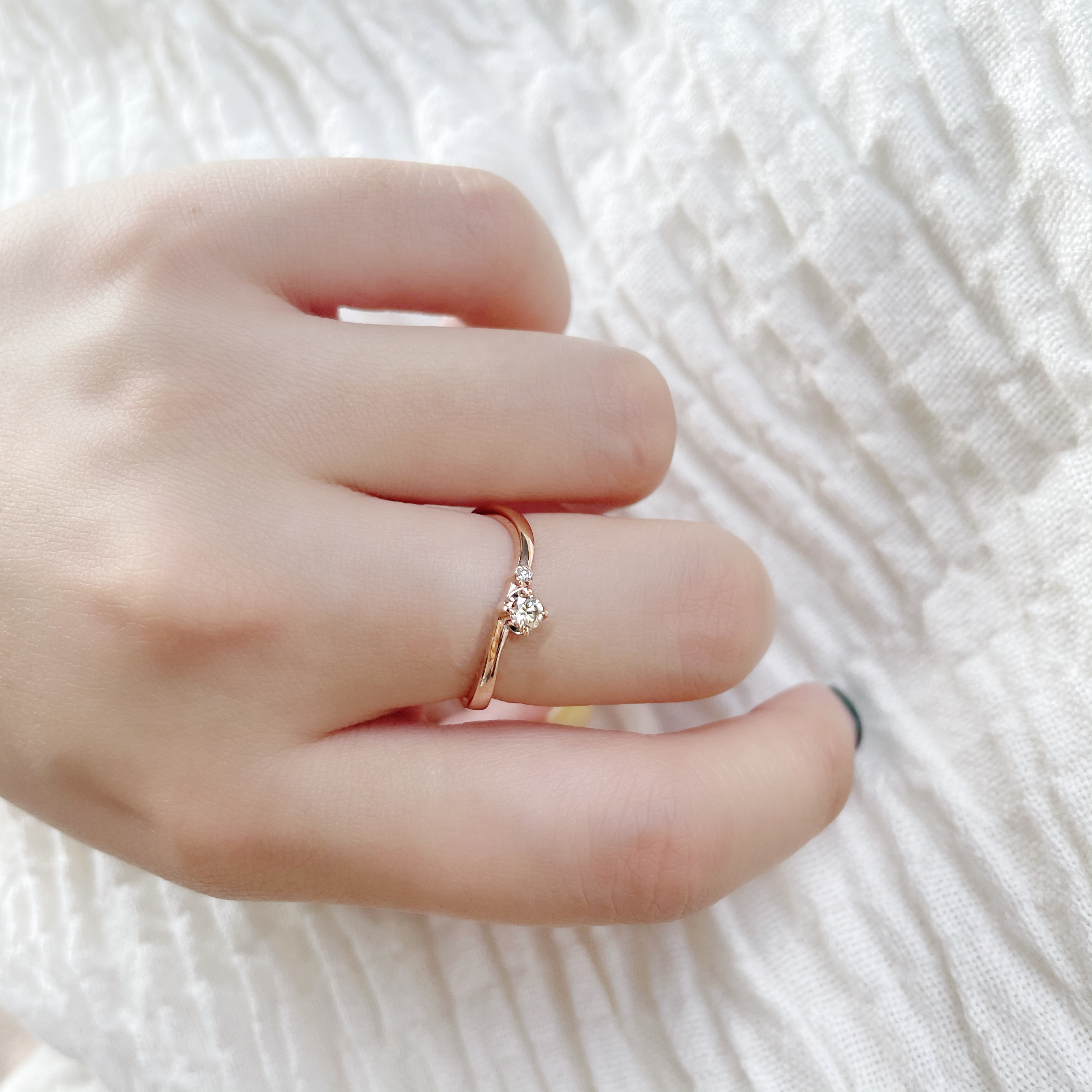 14K Eternal波浪真鑽戒指