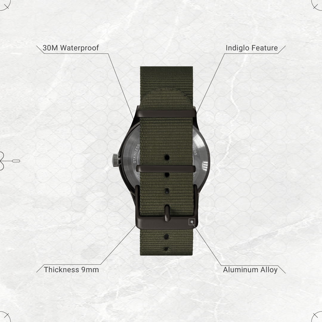 GOOPiMADE  x  TIMEX "Reversed Sundial"  GT-01 Mil-W-93510G - Olive