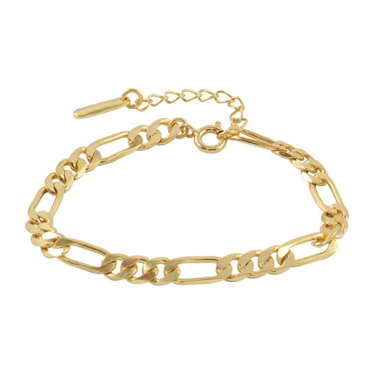 純銀手鍊，女士手鍊 簡約層次串鍊；中性與大方的結合曲線（1611金色）