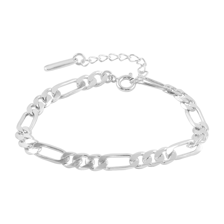 純銀手鍊，女士手鍊 簡約層次串鍊；中性與大方的結合曲線（1611銀色）