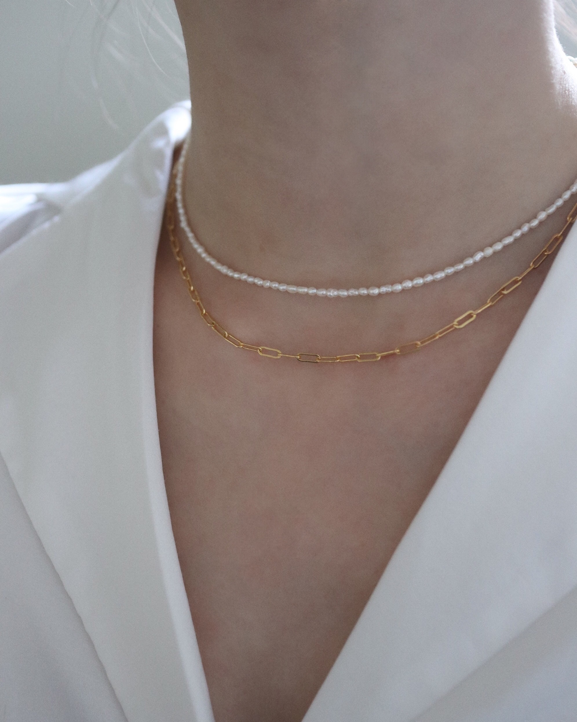 Little Pearls Necklace｜14K極小珍珠雙項鍊