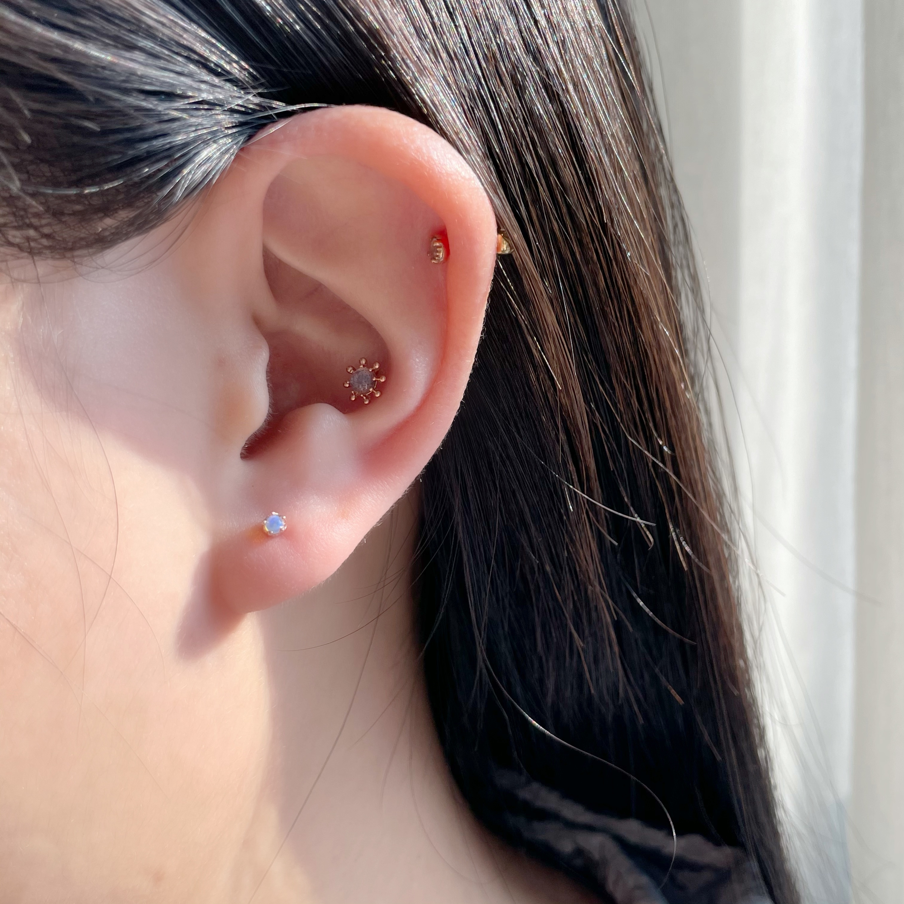 14K Mini皇冠歐泊轉珠耳環