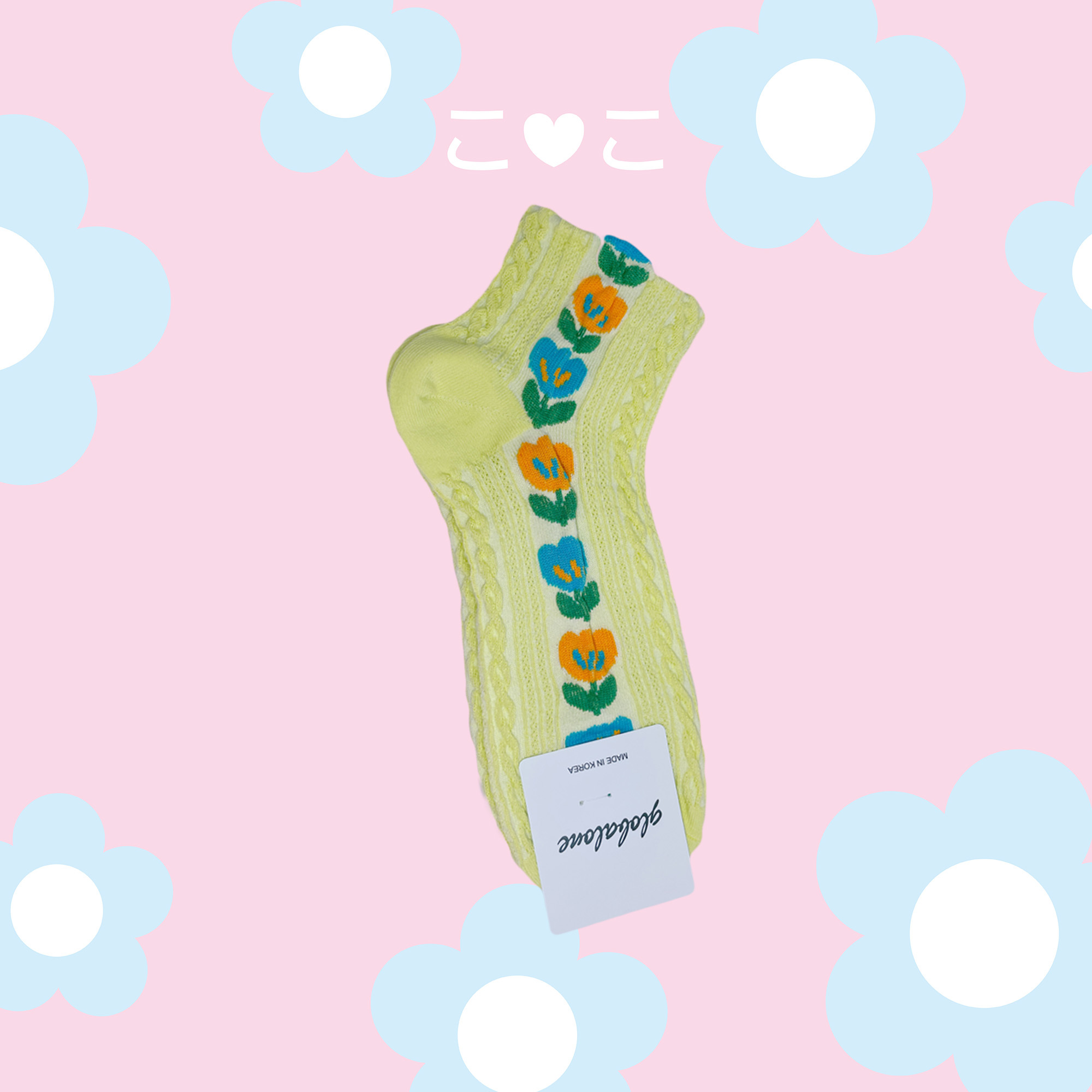 正韓花花紋路泡泡短襪子