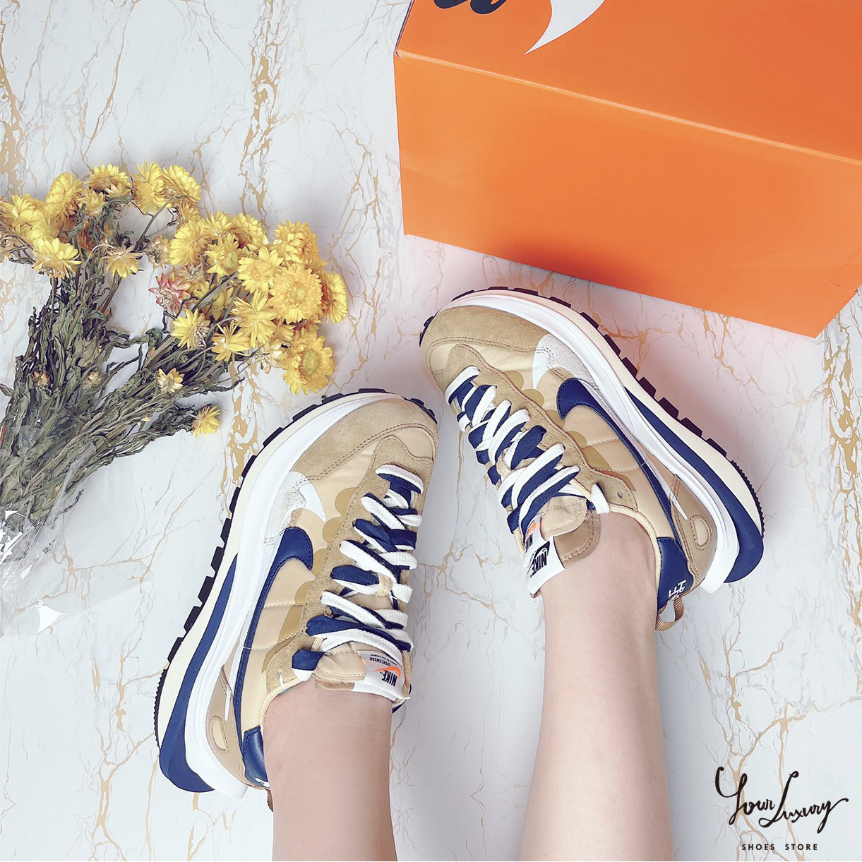 【Luxury】預購 Sacai x Nike Vaporwaffle 2021 聯名 紫色 春季 新款 解構 雙勾