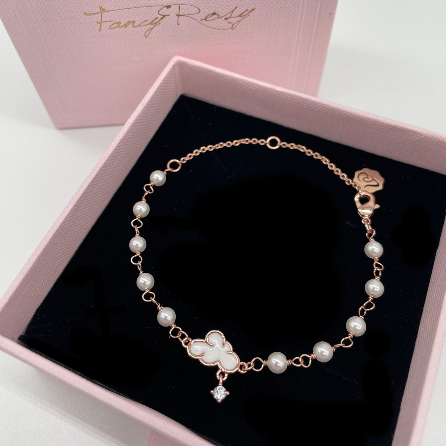 Crystal Cloud Pearl Bracelet (Rose Gold)