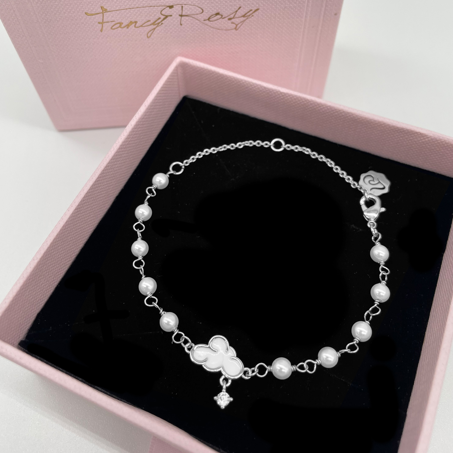 Crystal Cloud Pearl Bracelet (Silver)