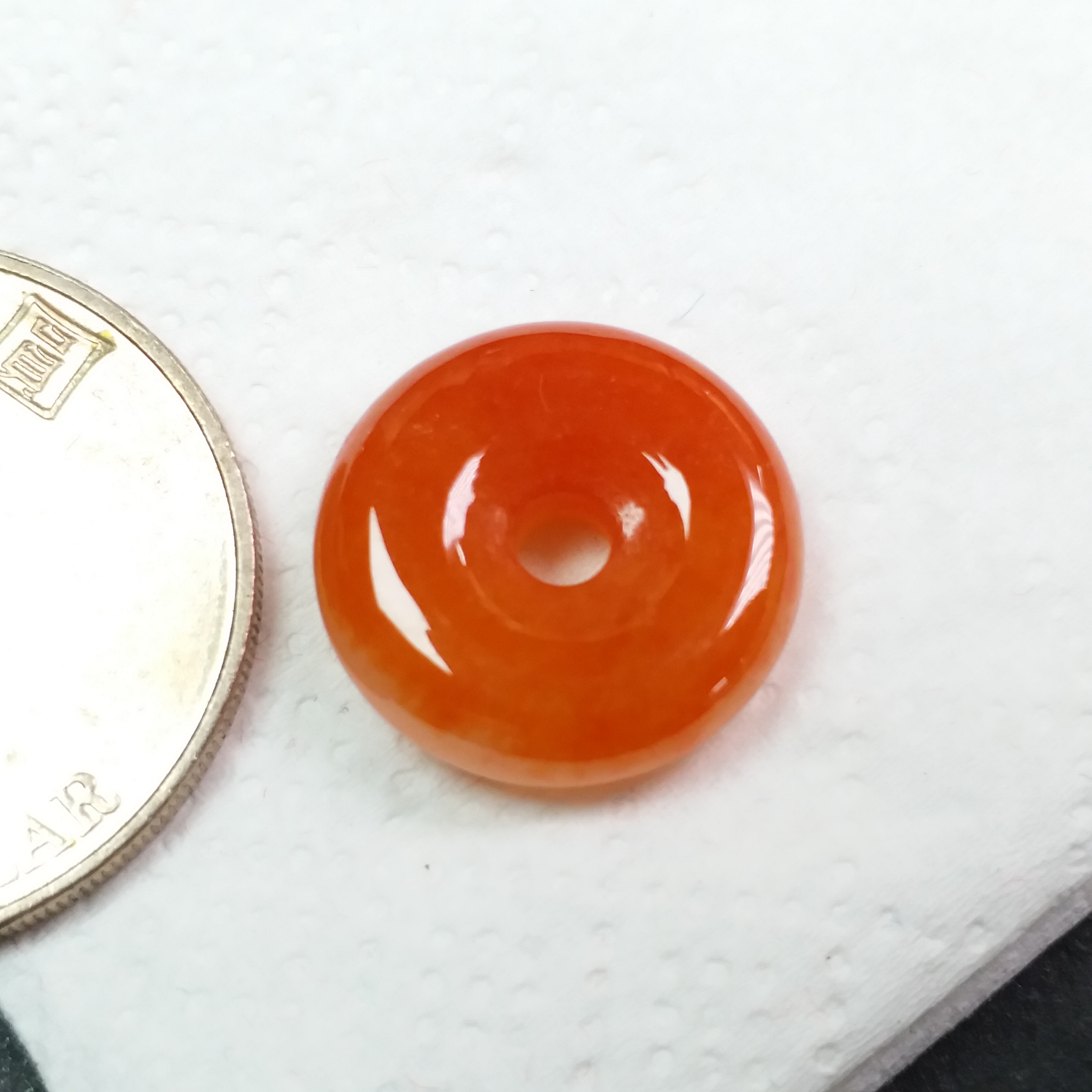 冰紅白平安扣 (16.7mm直徑), 天然翡翠A玉, 緬甸玉, Jade, Jadeite