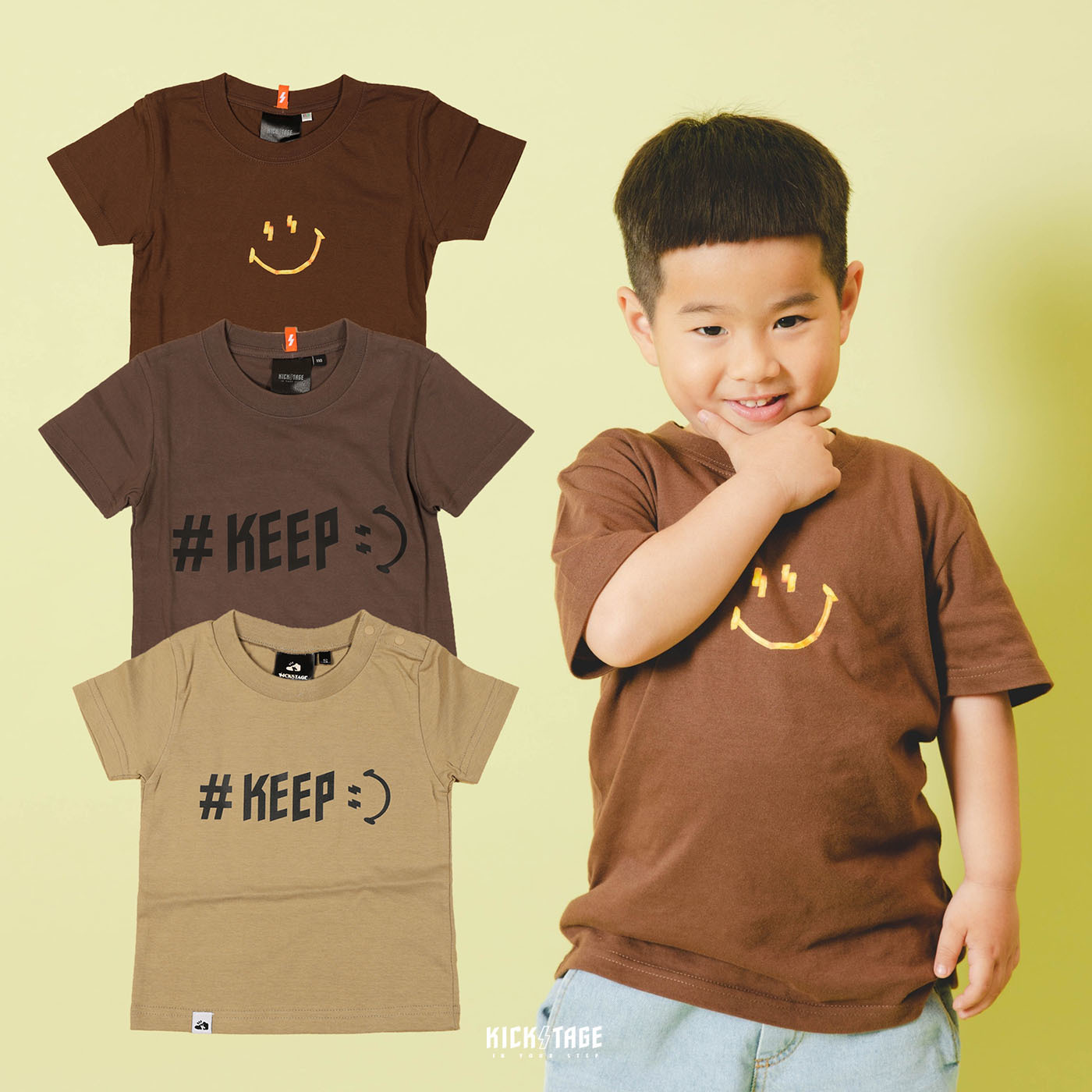#KEEP SMILEY FF TEE 兒童 奶茶 可可 咖啡 薯條 麥當勞 笑臉 閃電微笑 純棉 短T【KS63】
