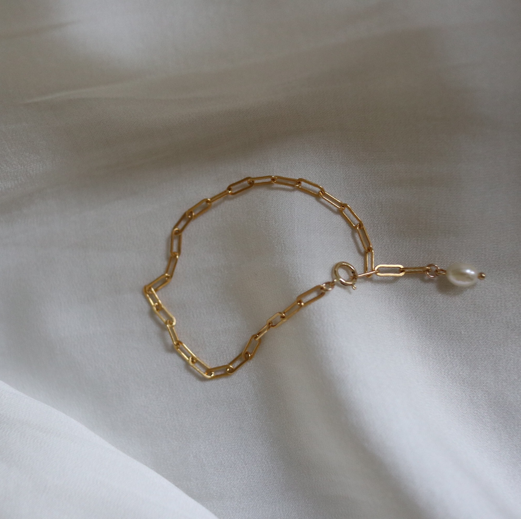 Pearl Chain Bracelet | 14K 珍珠方形手鏈