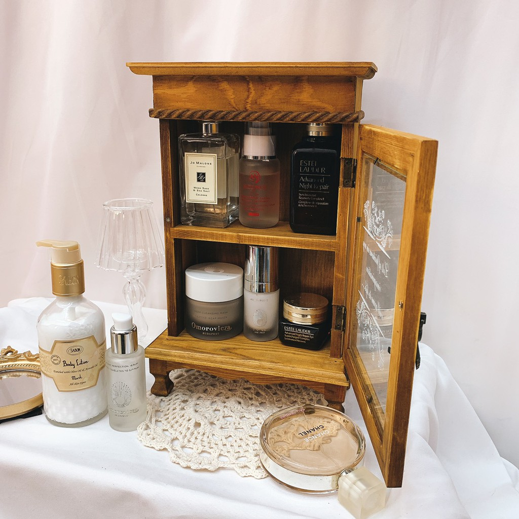 高腳木頭玻璃櫃