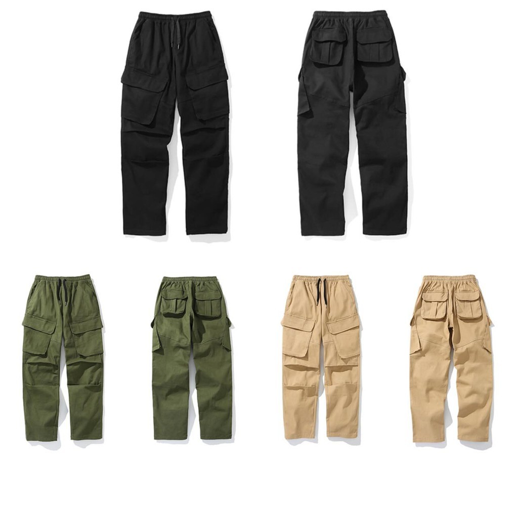 Record 斜口袋 水洗 工裝長褲 三色(1534)